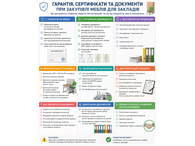 Гарантія, сертифікати та документи при закупівлі меблів для закладів Гарантія, сертифікати та документи при закупівлі меблів для закладів
