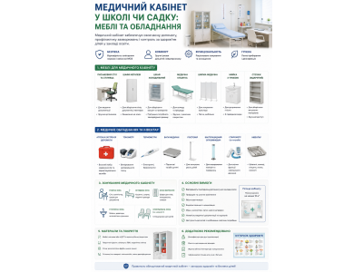 Медичний кабінет у школі чи садку: меблі та обладнання Медичний кабінет у школі чи садку: меблі та обладнання