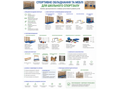 Спортивне обладнання та меблі для шкільного спортзалу Спортивне обладнання та меблі для шкільного спортзалу