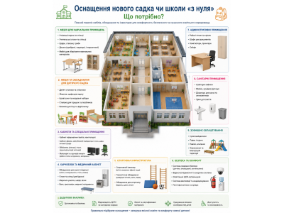 Оснащення нового садка чи школи «з нуля»: що потрібно Оснащення нового садка чи школи «з нуля»: що потрібно