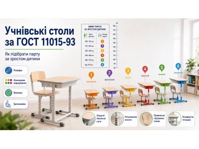 Учнівські столи за ГОСТ 11015-93: як підібрати парту за зростом дитини Учнівські столи за ГОСТ 11015-93: як підібрати парту за зростом дитини