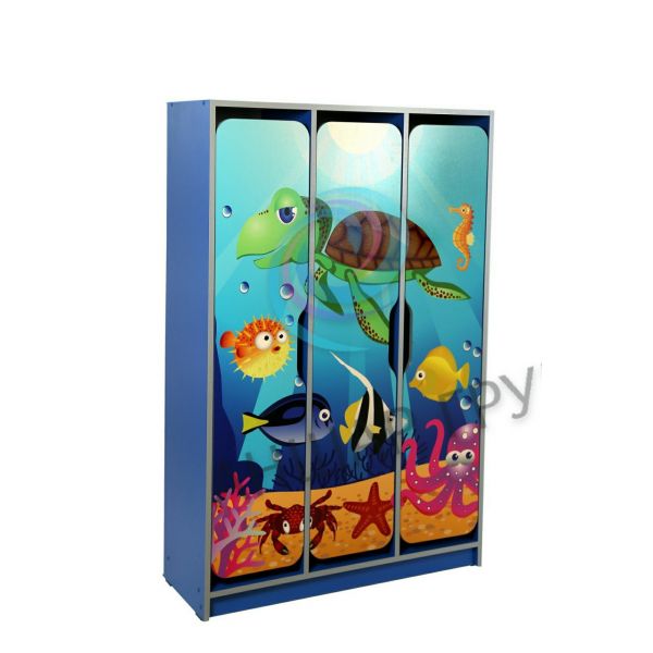 3-seater children's wardrobe with curly doors with photo printing "Underwater world" (30323_PS)