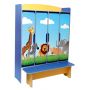 4-seater children's wardrobe for changing rooms with a bench with a photo print "Savannah" (36031_С)