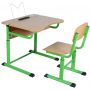 Student set single with platform and tabletop tilt angle adjustment and shelf № 3-5 + T-shaped chair on strip oval tube № 2-5 with HP coating (32454 + 32452HPL)