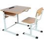 Student set single with platform and tabletop tilt angle adjustment and shelf № 3-5 + T-shaped chair on strip oval tube № 2-5 with HP coating (32454 + 32452HPL)