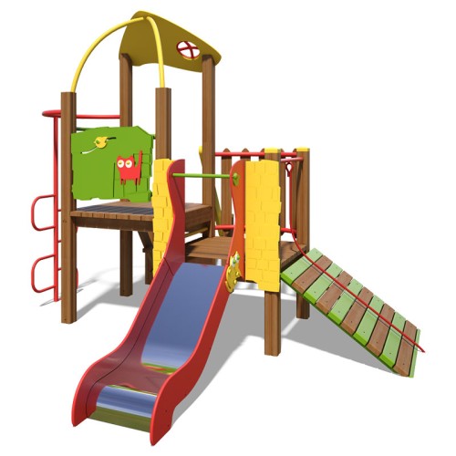 Игровой комплекс красно-зелено-желтый 
