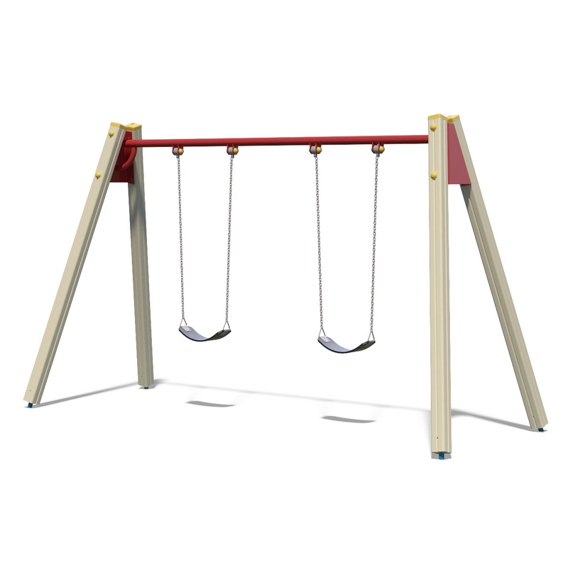 Double swing on wooden posts with chains TE404
