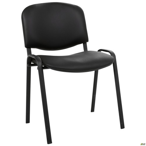 Iso chair, black frame, black faux leather PVC