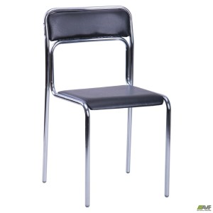 Askona chair, chrome frame, black PVC