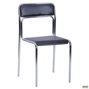 Askona chair, chrome frame, black PVC