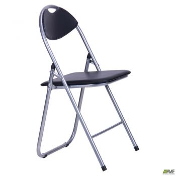 Joker chair, aluminum frame, black faux leather