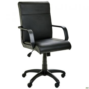Favorite plastic executive chair, black faux leather