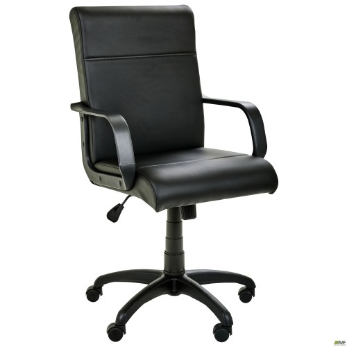 Favorite plastic executive chair, black faux leather