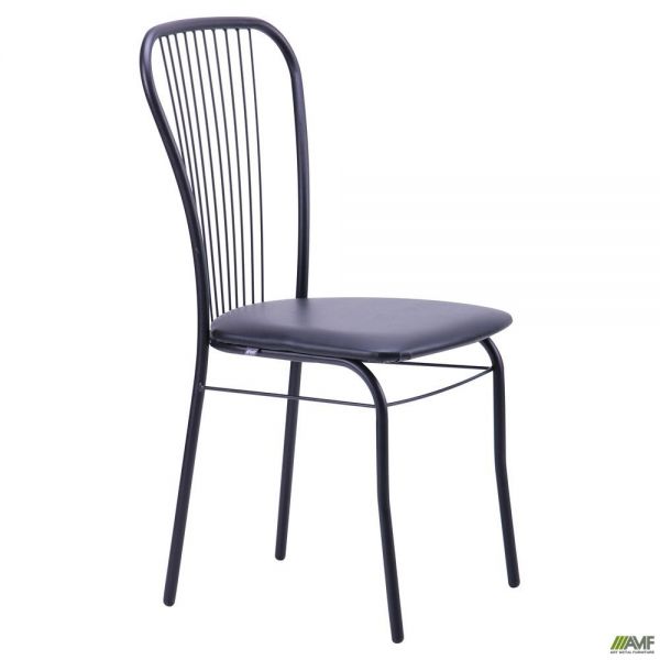 Caesar chair, black frame, black faux leather