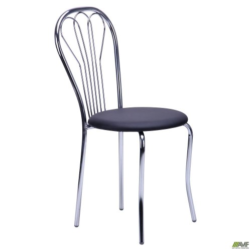 Vanessa chair, chrome, black PVC faux leather
