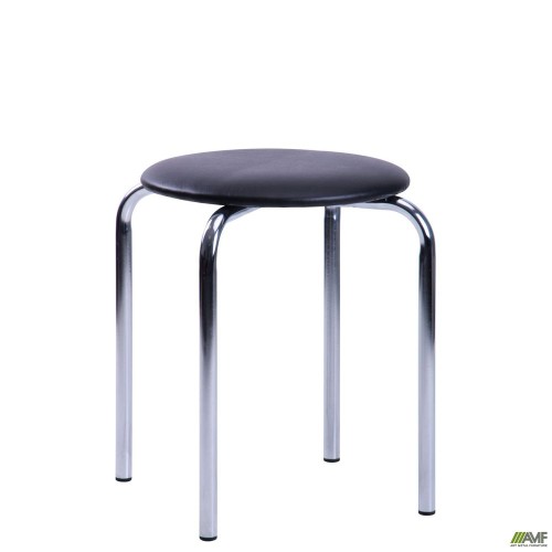 Stool Sofi chrome, black faux leather
