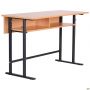Student double desk with shelf, growth group 6 (1200x500x750mm), beech