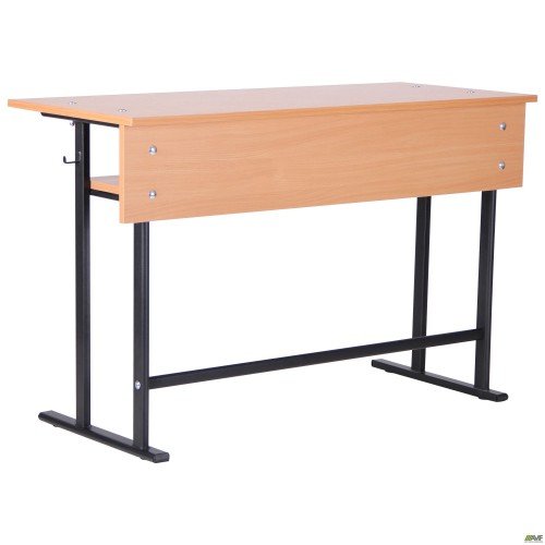 Student double desk with shelf, growth group 6 (1200x500x750mm), beech