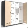 Шафа LOCKER (1850х550х1827) Антрацит / Фанера / Білий супермат / Опора Сигма чорний графiт