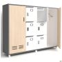 Шафа LOCKER (1850х420х1400) Антрацит / Фанера / Білий супермат / Опора Сигма чорний графiт