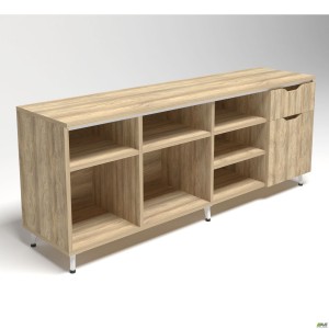 Тумба стаціонарна Delta DL-402R (1600х400х675мм) Блеквуд Ячмінний / Опора білий беж