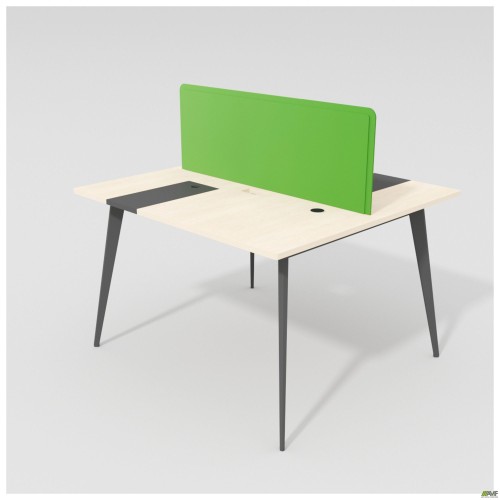 Soft Office 2-Person Workstation with Pedestals (1200x1150x750mm) Plywood / Black Pedestal / Black Frame / Green Screen