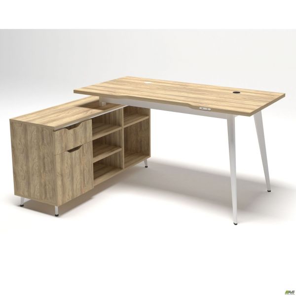 Робоче місце Delta DL-113L (1590х1200х750мм) Блеквуд Ячмінний / Каркас білий / Опора білий беж