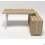 Delta DL-113R workstation (1590x1200x750mm), Blackwood Barley / White frame / Beige-white legs