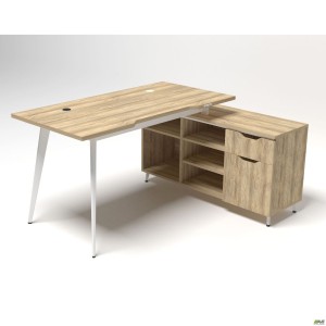 Робоче місце Delta DL-113R (1590х1200х750мм) Блеквуд Ячмінний / Каркас білий / Опора білий беж