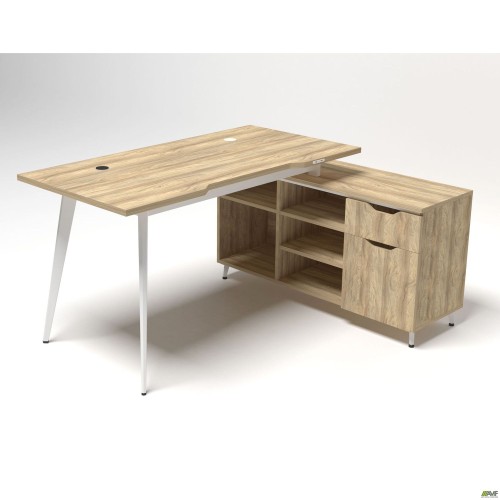 Робоче місце Delta DL-113R (1590х1200х750мм) Блеквуд Ячмінний / Каркас білий / Опора білий беж