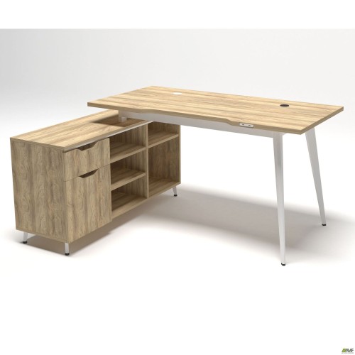 Delta DL-113L Workstation with USB 1590x1200x750 Blackwood Barley / White Frame / White-Beige Legs