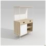 Coffee station Co-working (960х450х1497), Блеквуд Ячмінний / Білий супермат / Каркас білий беж