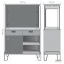 Coffee station Co-working (960х450х1497), Блеквуд Ячмінний / Білий супермат / Каркас білий беж