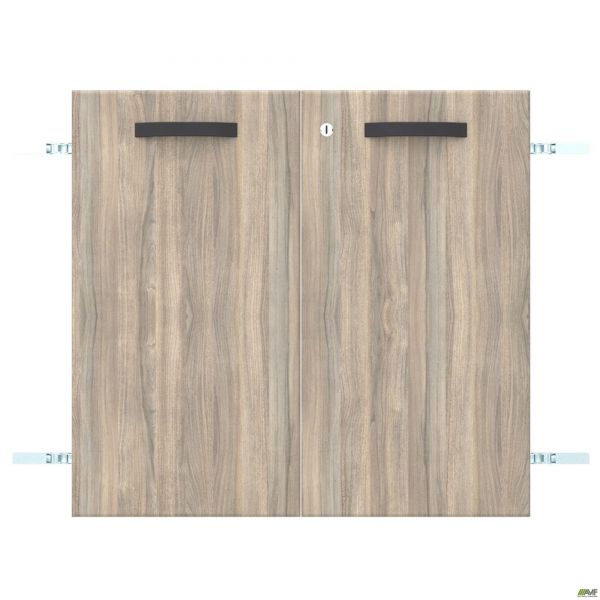 Дверцы SIG-712 ДСП R+L к SIG11,12,13,601 (792х740х18мм) с замком, ручки черные/Вяз Либерти Дымчатый
