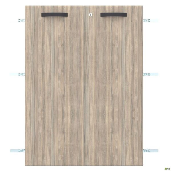 Дверцы SIG-713 ДСП R+L к SIG11 (792х1080х18мм) с замком, ручки черные/Вяз Либерти Дымчатый