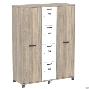 Шафа Locker SIG-605 (1450х550х1900мм) Чорний графіт/В'яз Ліберті Димчастий/Білий