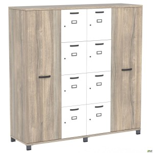 Шафа Locker SIG-605-1 (1850х550х1900мм) Чорний графіт/В'яз Ліберті Димчастий/Білий