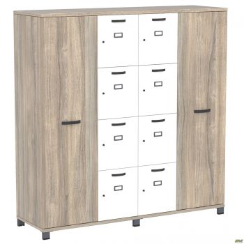 Шафа Locker SIG-605-1 (1850х550х1900мм) Чорний графіт/В'яз Ліберті Димчастий/Білий