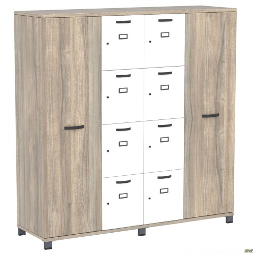 Шафа Locker SIG-605-1 (1850х550х1900мм) Чорний графіт/В'яз Ліберті Димчастий/Білий