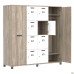 Шафа Locker SIG-605-1 (1850х550х1900мм) Чорний графіт/В'яз Ліберті Димчастий/Білий