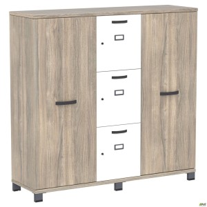 Шафа Locker SIG-606 (1450х420х1400мм) Чорний графіт/В'яз Ліберті Димчастий/Білий