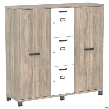 Шафа Locker SIG-606 (1450х420х1400мм) Чорний графіт/В'яз Ліберті Димчастий/Білий