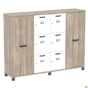 Шафа Locker SIG-606-1 (1850х420х1400мм) Чорний графіт/В'яз Ліберті Димчастий/Білий