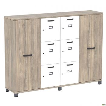 Шафа Locker SIG-606-1 (1850х420х1400мм) Чорний графіт/В'яз Ліберті Димчастий/Білий