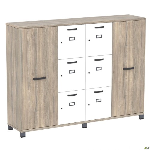 Шафа Locker SIG-606-1 (1850х420х1400мм) Чорний графіт/В'яз Ліберті Димчастий/Білий