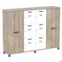Шафа Locker SIG-606-1 (1850х420х1400мм) Чорний графіт/В'яз Ліберті Димчастий/Білий
