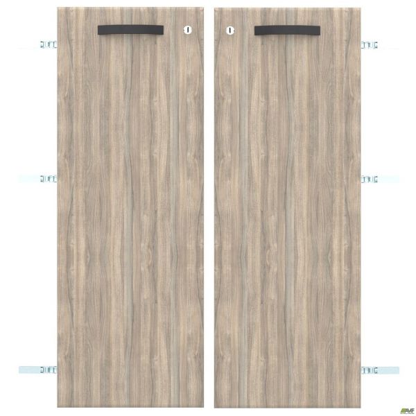 Дверь SIG-714 ДСП R+L для SIG12.601 (792х1090х18мм) с замком, ручки черные / Вяз Либерти Дымчатый