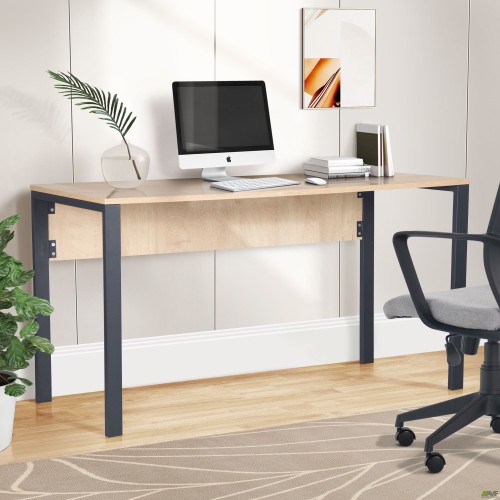 Pluto computer desk (1380x600x750H) Oak Endgrain/Black Graphite