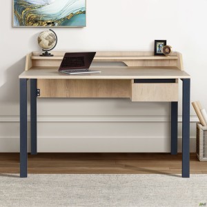 Компьютерный стол Pluto Top SH (1380х600х750Н) Дуб Эндгрейн/Черный графит