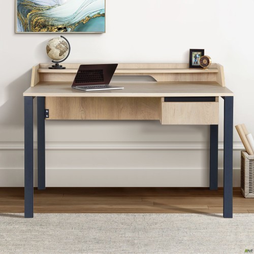 Pluto Top SH computer desk (1380×600×750 mm), Oak Endgrain/Black graphite